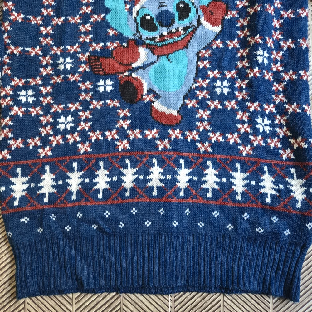 Disney Lilo & Stitch Santa Fair Isle Ugly Christmas Sweater Holiday Party Top